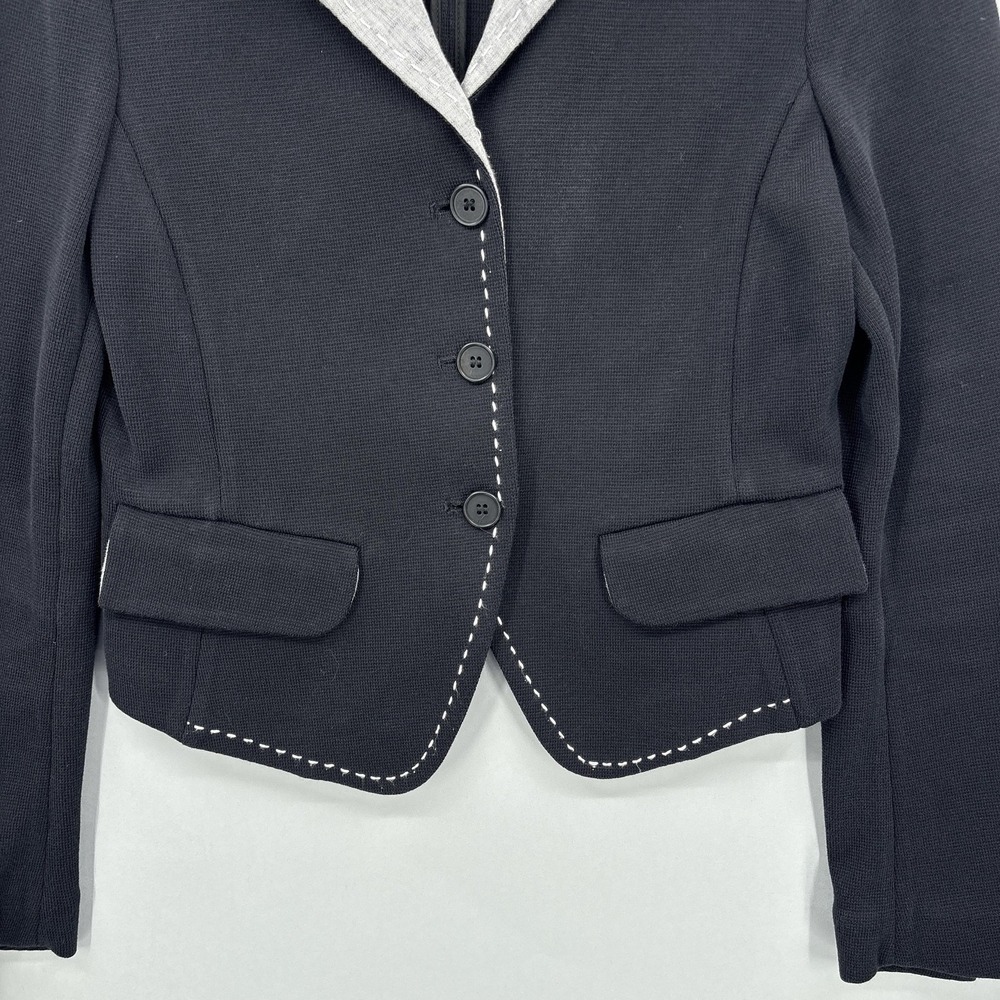 Fabiana Filippi Blazer Womens XS Black Cotton Contrast Collar Italy Jacket - Picture 3 of 12
